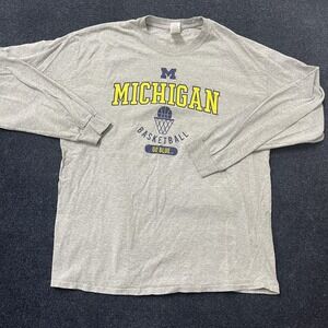Michigan Wolverines Shirt Mens XL Gray Long Sleeve NCAA Basketball Go Blue
